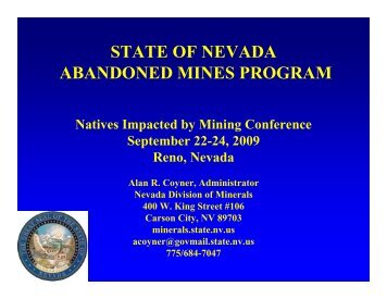 State of Nevada Abandoned Mines Program by Alan Coyner