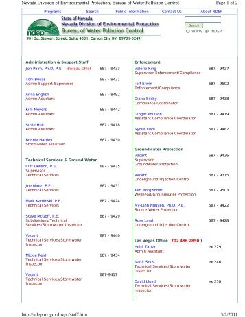Page 1 of 2 Nevada Division of Environmental Protection, Bureau of ...