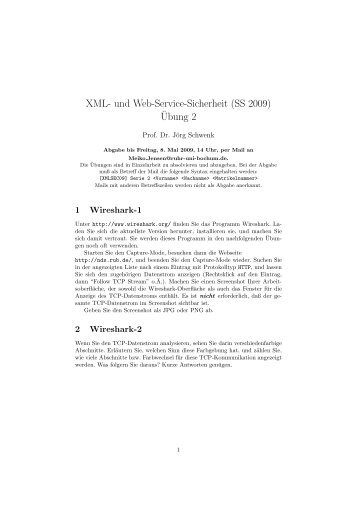 XML- und Web-Service-Sicherheit (SS 2009) ¨Ubung 2
