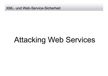 Attacking Web Services