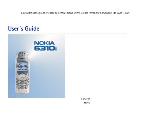 PDF Nokia 6310i User Guide