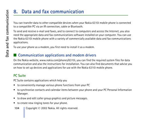 PDF Nokia 6310i User Guide