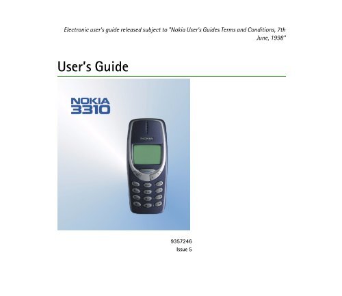 Nokia 3310 User's Guide