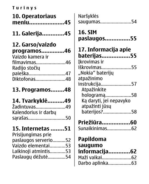 „Nokia 2600 Classic“ vartotojo vadovas