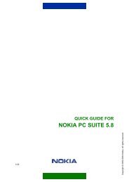 QUICK GUIDE FOR NOKIA PC SUITE 5.8