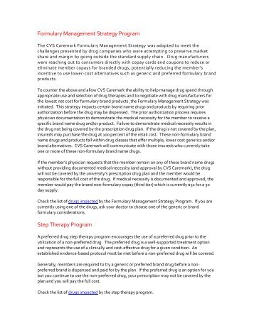 CVS Caremark Drug Management Programs - University of Nebraska