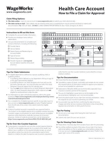 Flexible spending account claim form