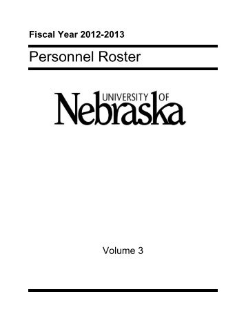 Personnel Roster - University of Nebraska