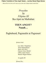 Proyekto Sa Filipino III Ika-Apat na Markahan TEEN ... - Ned Vizzini