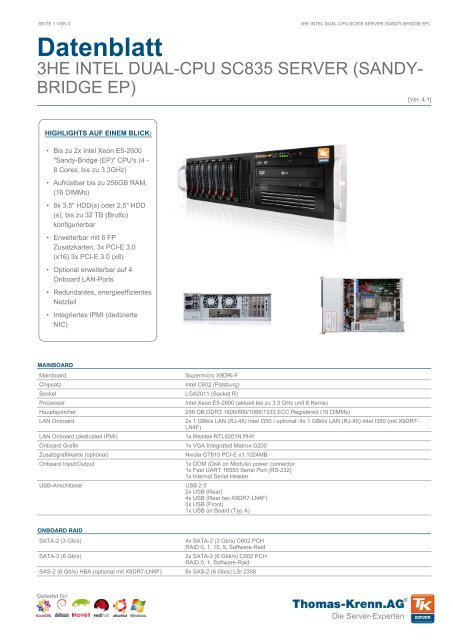 3HE Intel Dual-CPU SC835 Server (Sandy-Bridge EP)