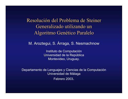 Resolución del Problema de Steiner Generalizado utilizando - NEO ...