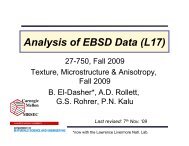 Analysis of EBSD Data (L17) 27-750, Fall