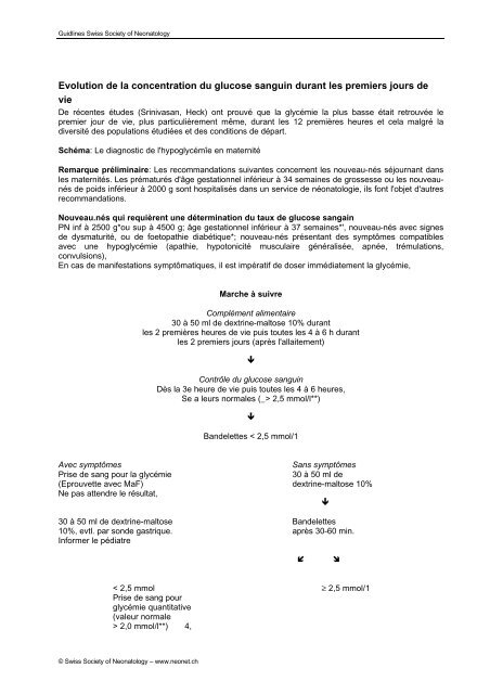 Le diagnostic de l'hypoglycémie en maternité - Swiss Society of ...