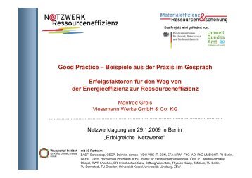 Manfred Greis, Viessmann Werke GmbH & Co. KG - Netzwerk ...