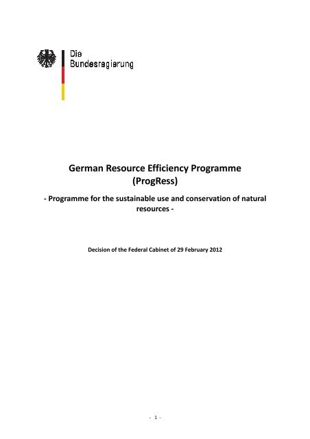 German Resource Efficiency Programme (ProgRess)