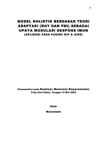 model holistik berdasar teori adaptasi (roy dan pni) - Fakultas ...