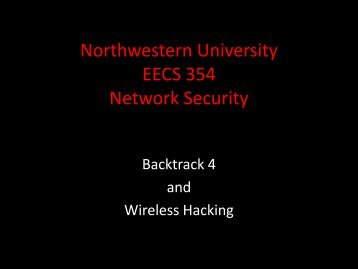 Northwestern University EECS 354 Network Security