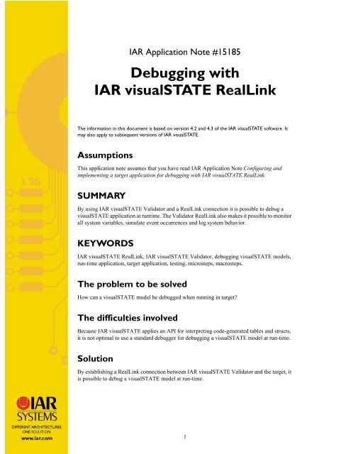 Debugging with IAR visualSTATE RealLink - IAR Systems