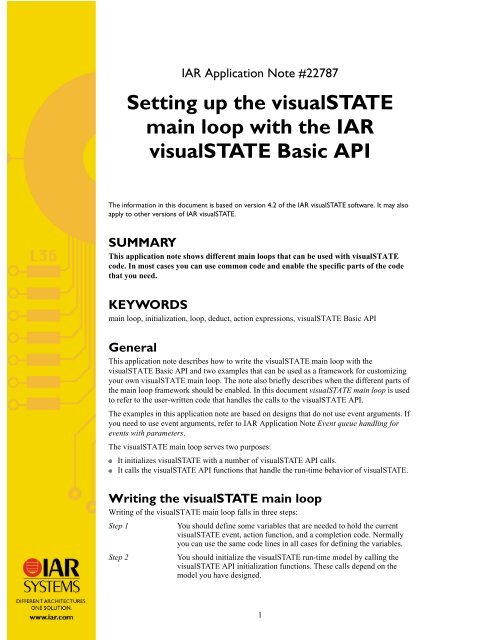 Setting up the visualSTATE main loop with the IAR ... - IAR Systems