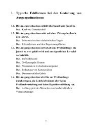 1. Typische Fehlformen bei der Gestaltung von Ausgangssituationen