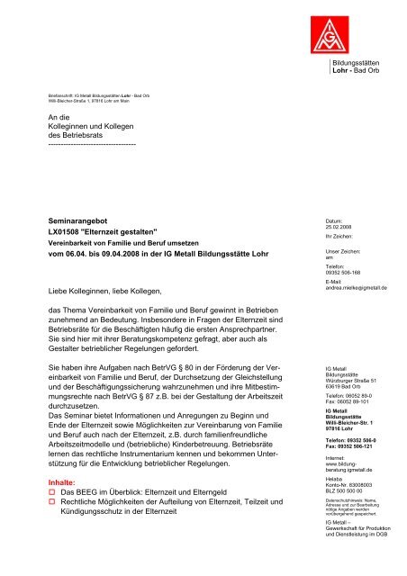 Igm Geschaftsbrief Bs 003 Auf Vordruck Ig Metall Netzwerk