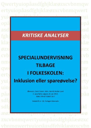 SPECIALUNDERVISNING tilbage i folkeskolen - Henrik Herløv Lund