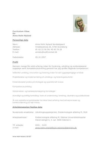 Curriculum Vitae for Anne Holm Nyland Personlige ... - KommuniCare