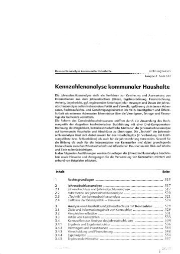 Kennzahlenanalyse kommunaler Haushalte