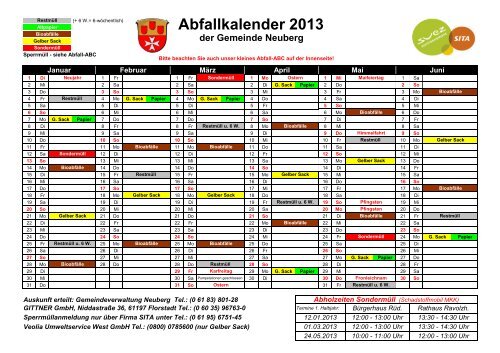 Abfallkalender 2013 - Gemeinde Neuberg