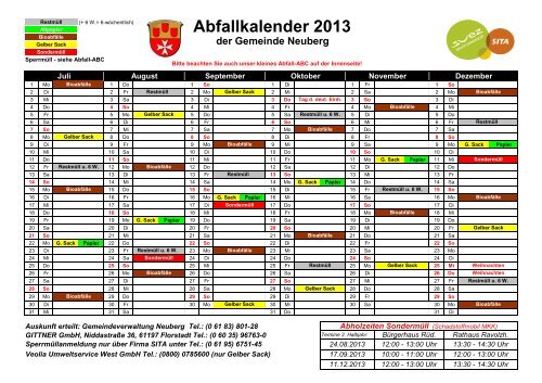 Abfallkalender 2013 - Gemeinde Neuberg