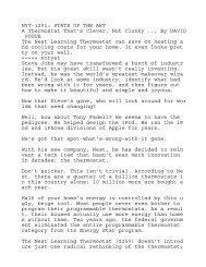 NYT-1201: STATE OF THE ART A Thermostat That's Clever, Not ...