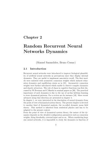 Random Recurrent Neural Networks Dynamics - BSTU Laboratory ...