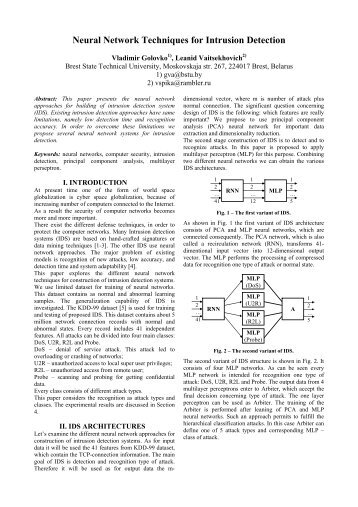 Neural Network Techniques for Intrusion Detection - BSTU ...