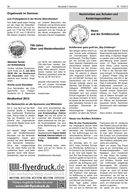 Neustädter Anzeiger Neustädter Anzeiger - Neustadt in Sachsen