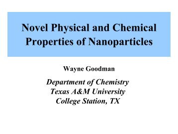 Novel Physical and Chemical Properties of Nanoparticles
