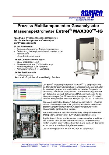 Prozess-Multikomponenten-Gasanalysator Massenspektrometer