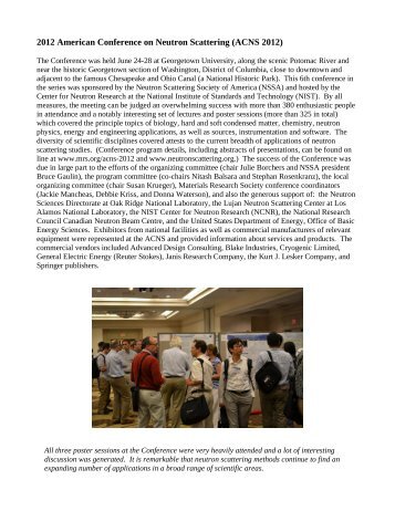 article in Neutron News - Neutron Scattering Society of America