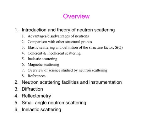 An Introduction to Neutron Scattering - Spallation Neutron Source