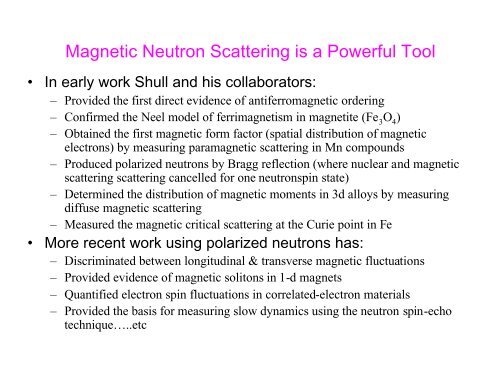 An Introduction to Neutron Scattering - Spallation Neutron Source