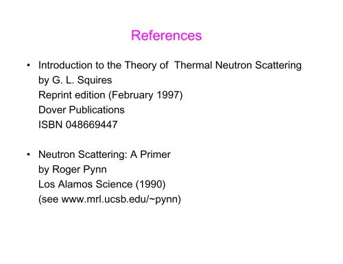 An Introduction to Neutron Scattering - Spallation Neutron Source