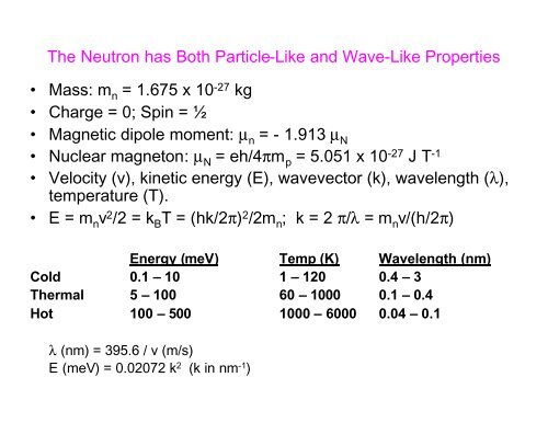 An Introduction to Neutron Scattering - Spallation Neutron Source