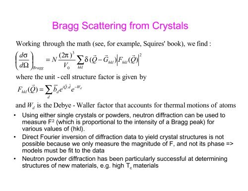 An Introduction to Neutron Scattering - Spallation Neutron Source