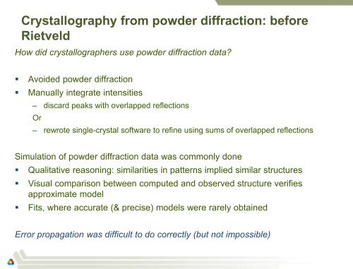 Powder Diffraction - Spallation Neutron Source