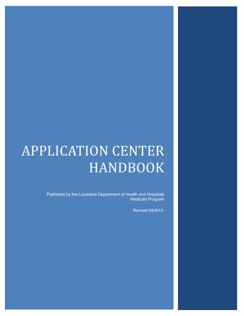 Application Center Handbook - Louisiana Department of Health and ...