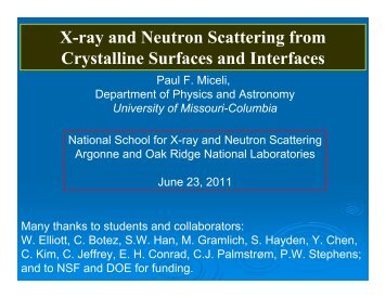 X-ray and Neutron Scattering from Crystalline Surfaces and Interfaces