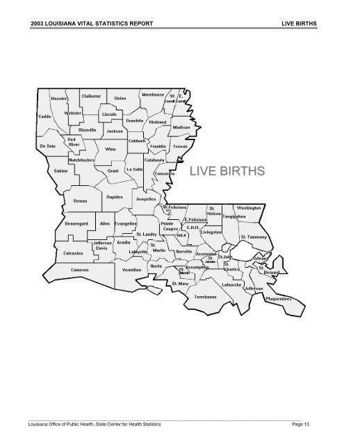 2003 Louisiana Vital Statistics Report - Louisiana Department of ...