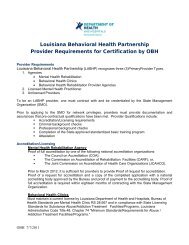 Louisiana Behavioral Health Partnership Provider Requirements for ...