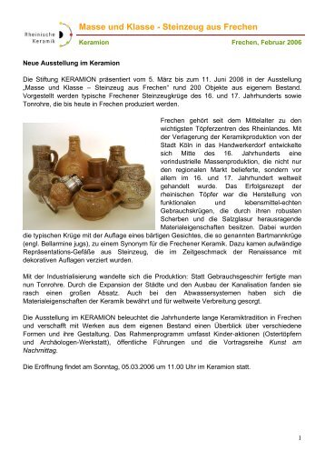 Masse und Klasse - Steinzeug aus Frechen - Heimat.de