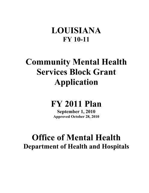 LOUISIANA Community Mental Health Services Block Grant ...