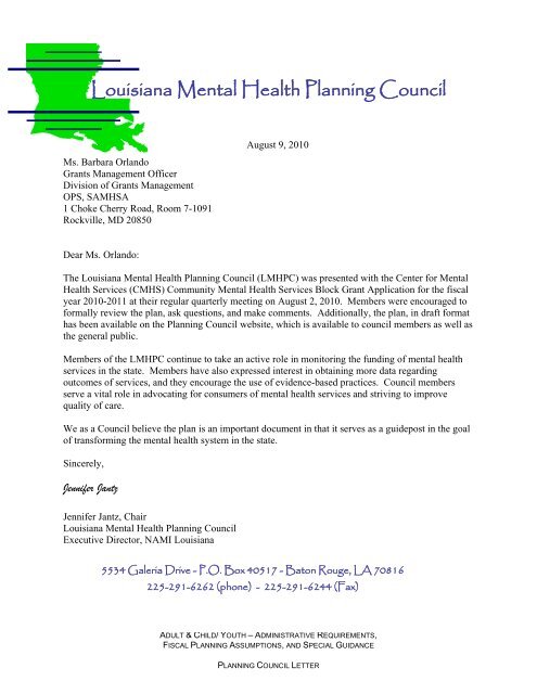 LOUISIANA Community Mental Health Services Block Grant ...